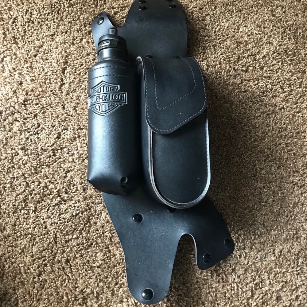 Snap on Leather Harley Davidson Water Bottle